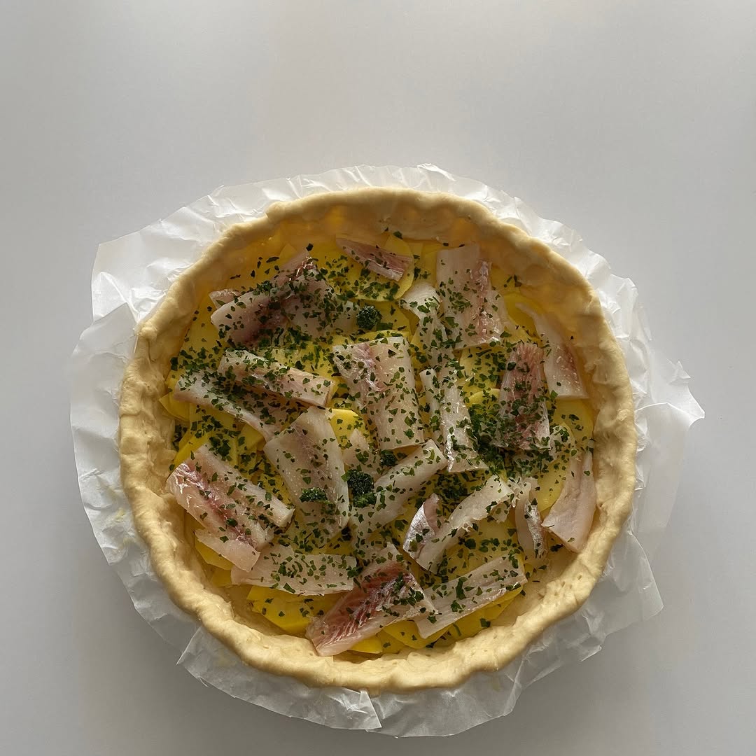 Quiche au colin et pommes de terre à la persillade - étapes de préparation