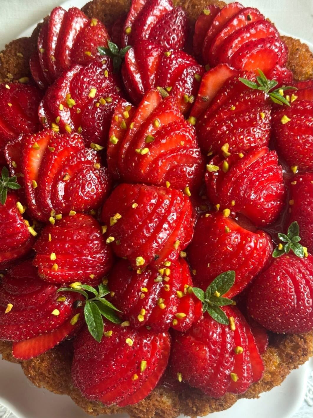 Gâteau fraises et pistaches - étapes de préparation