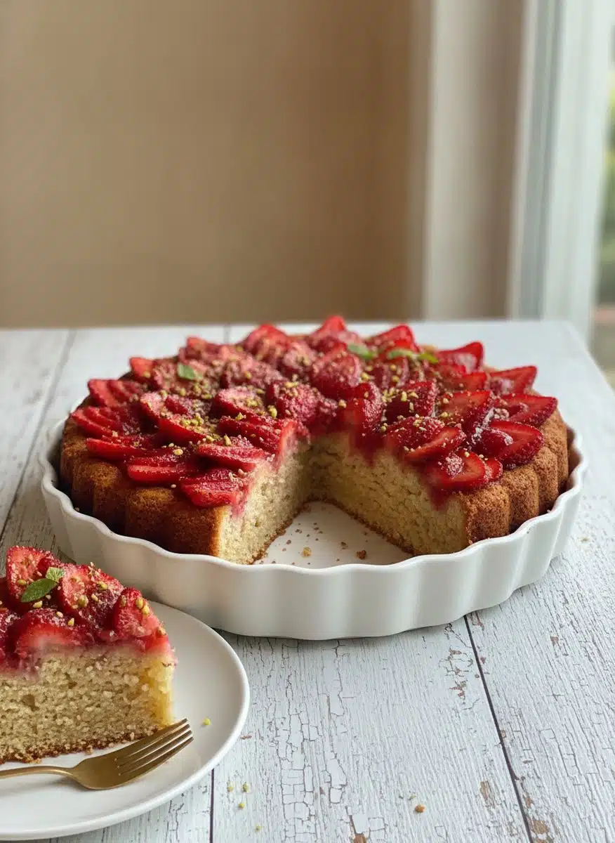 Gâteau fraises et pistaches recette facile