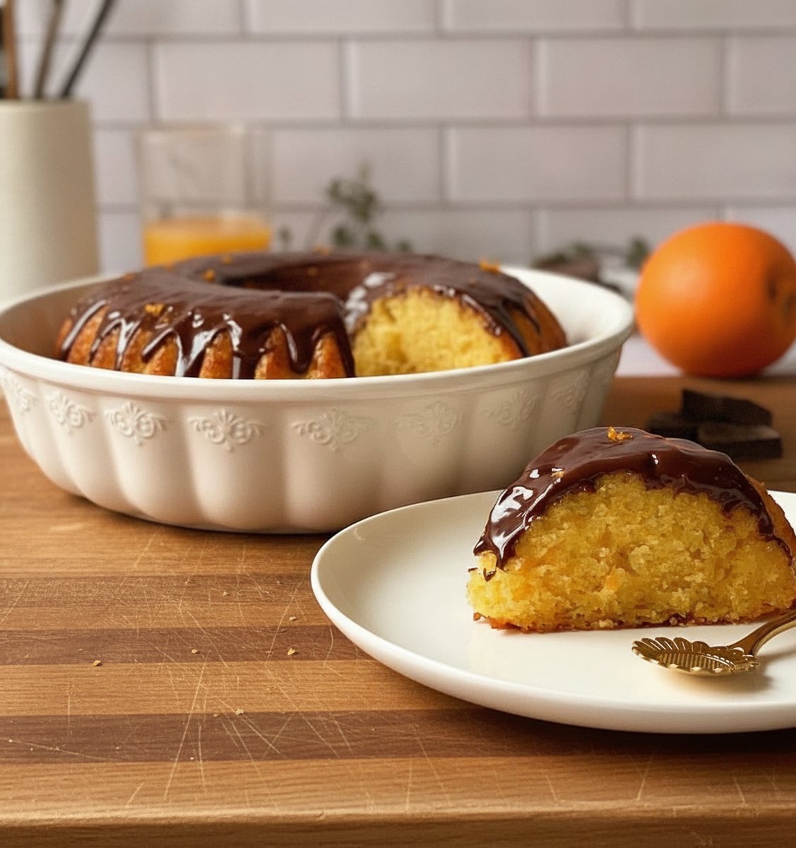 Moelleux à l'orange et nappage chocolat recette