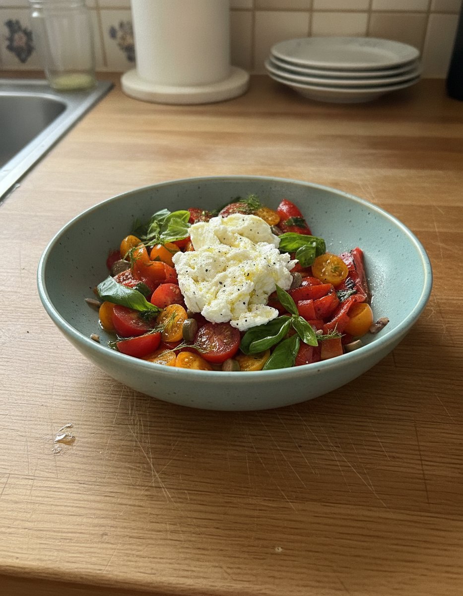 Salade de tomates à la burrata méditerranéenne recette facile