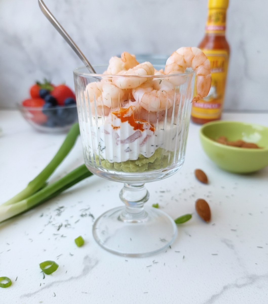 Verrines avocats crevettes et fromage frais recette facile